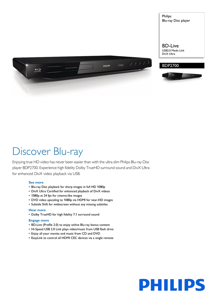 BDP2700/98 Philips Blu | Manualzz