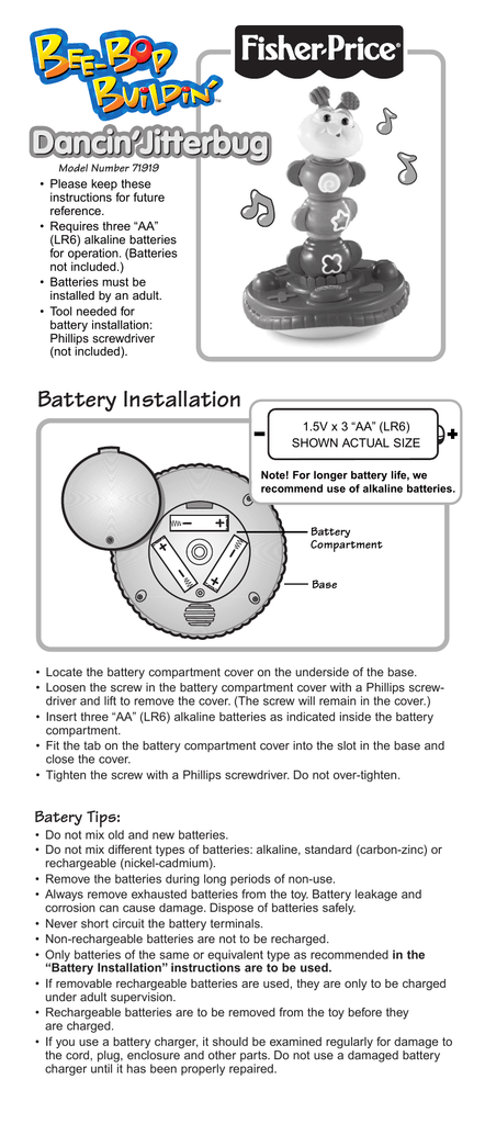 BOPPING WITH YOUR B-BOP INSTRUCTION MANUAL - Mattel