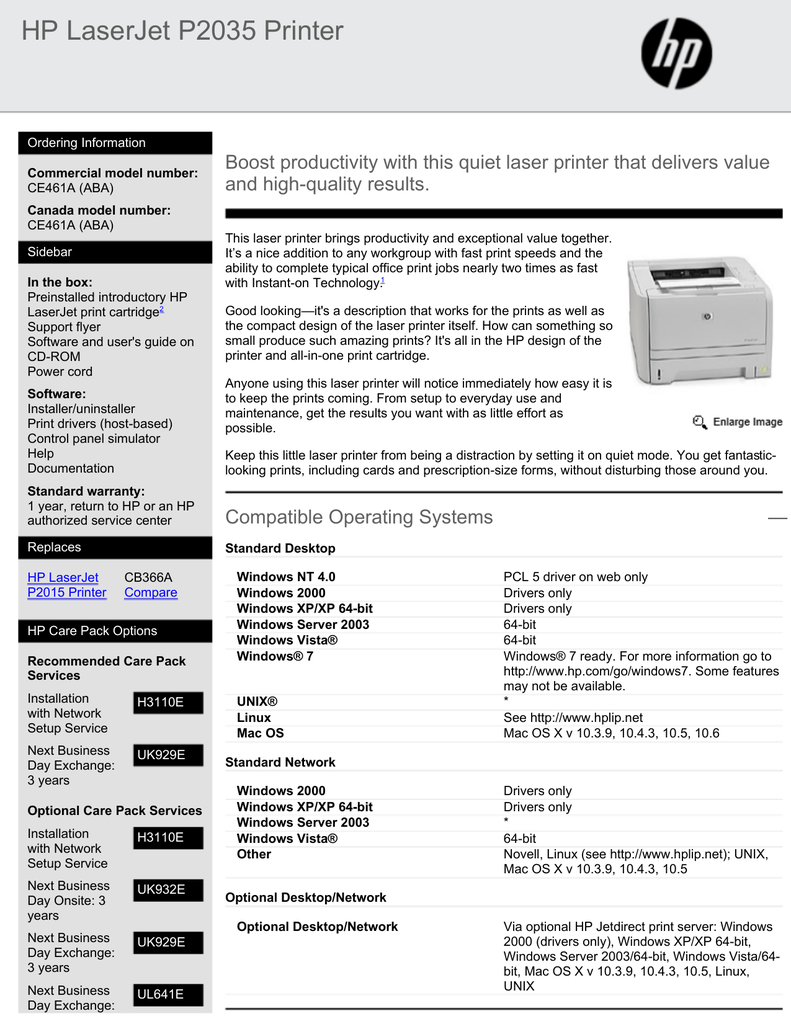 HP LaserJet P2035 Printer | Manualzz