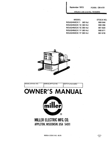 Miller ROUGHNECK 1F Owner’s Manual | Manualzz