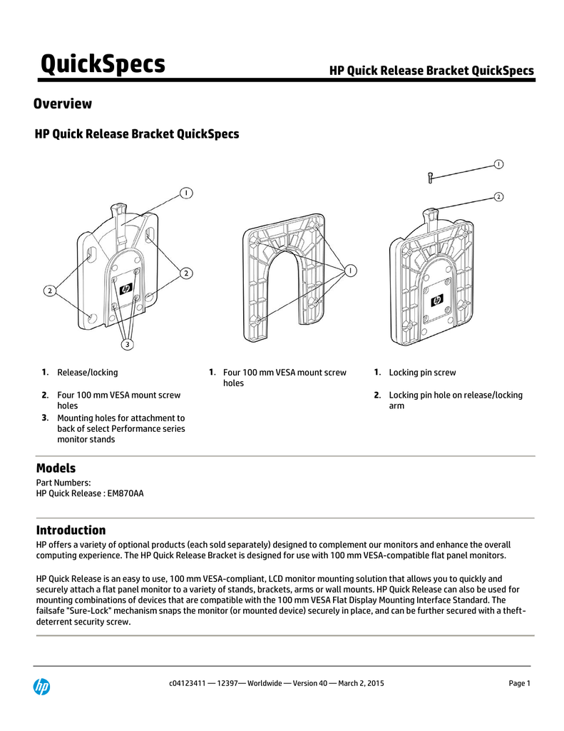 HP Quick Release Bracket 2