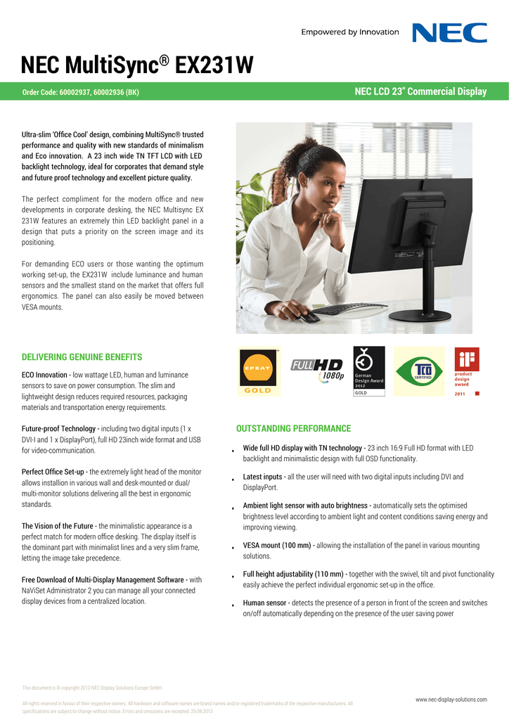 NEC MultiSync® EX231W - Crash-bg | Manualzz