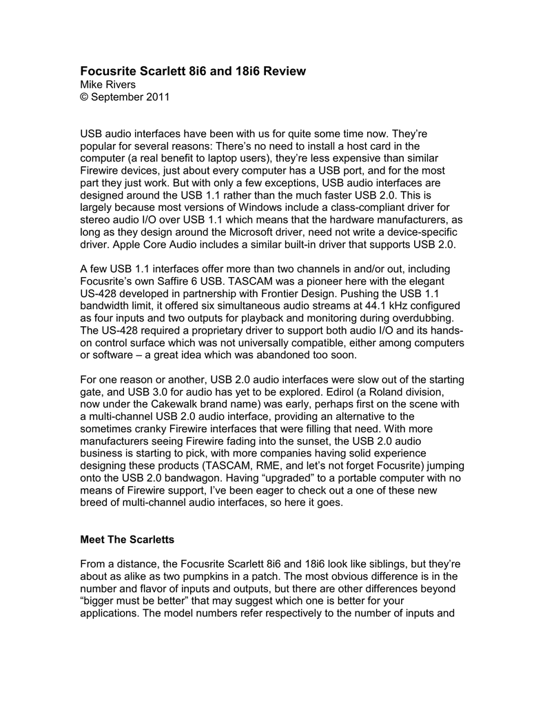 Focusrite Scarlett 8i6 and 18i6 Review | Manualzz