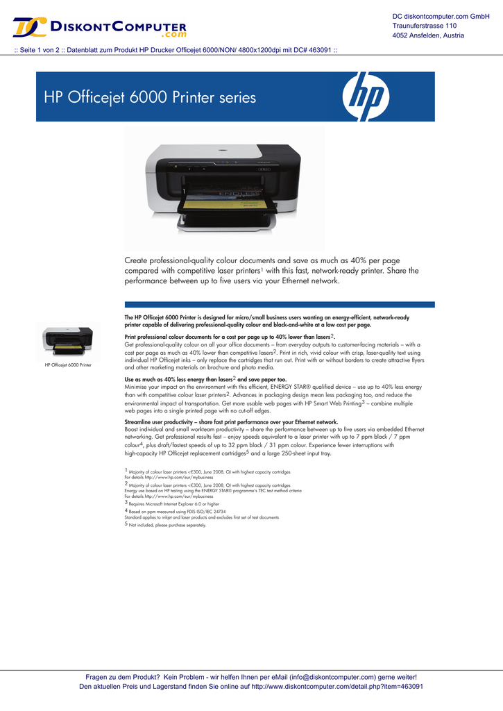 Hp Officejet 6000 Printer Series Manualzz