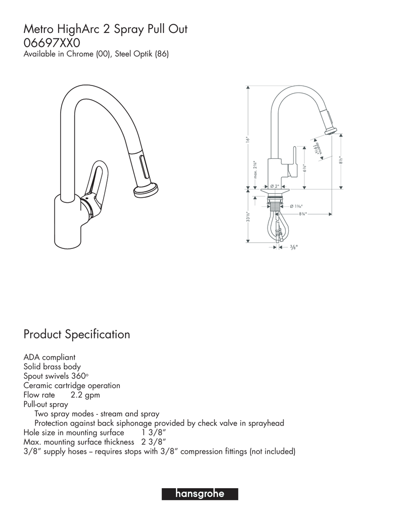 Hansgrohe Metro E High Arc Pullout Kitchen Faucet My Kitchen Blog   024956828 1 80e8233b09213c432583dbc95b47bafe 