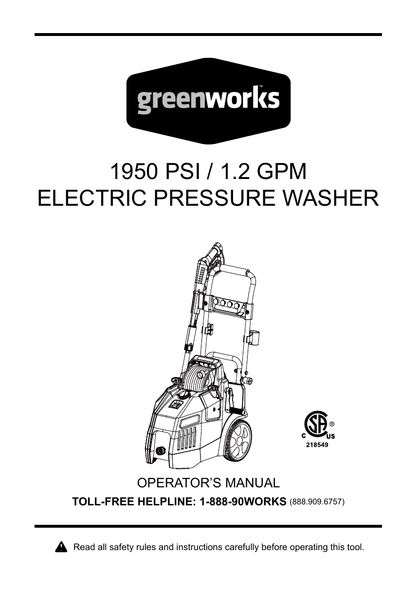 Greenworks 51012 User Manual Manualzz