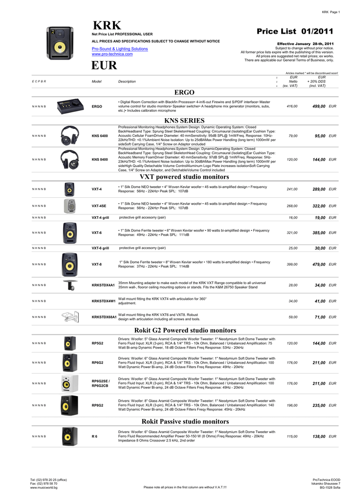 krk vxt8 frequency response