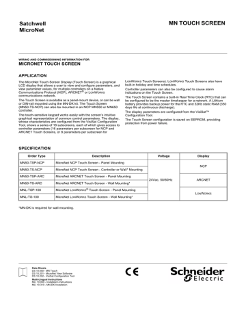 Schneider Satchwell Ivensys MN50-TS Touch Screen Intelligent Controller #777 