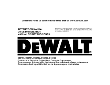 DeWalt D55151 TYPE 1 Air Compressor Owner's Manual | Manualzz