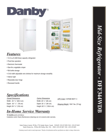 Mid-Size Refrigerator - DFF344WDB | Manualzz