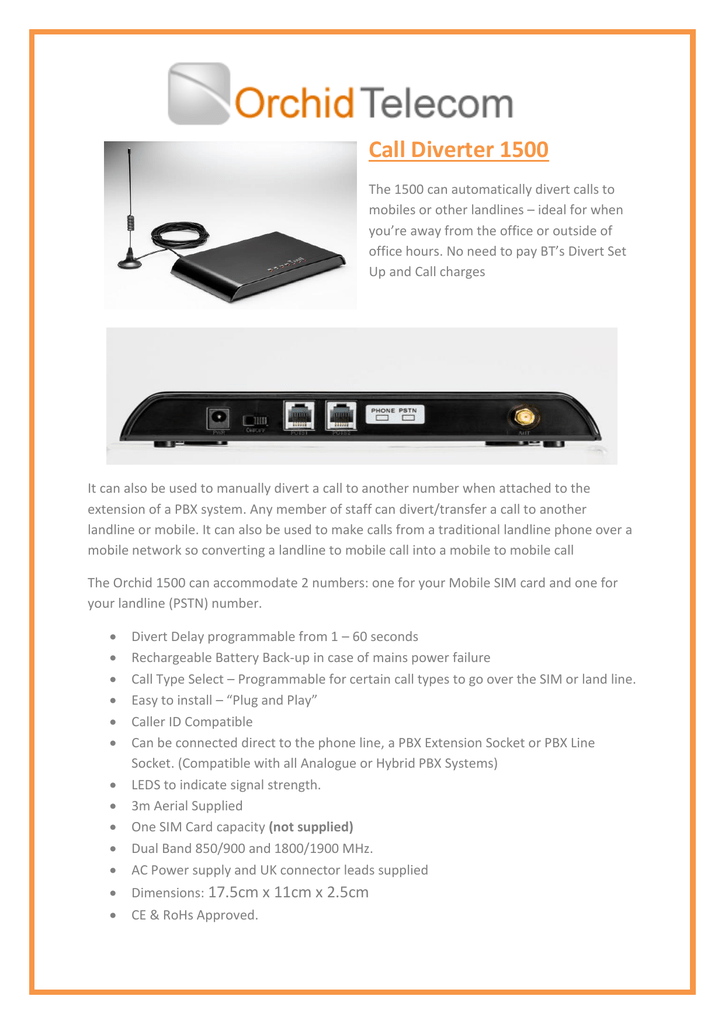 Call Diverter 1500 Manualzz