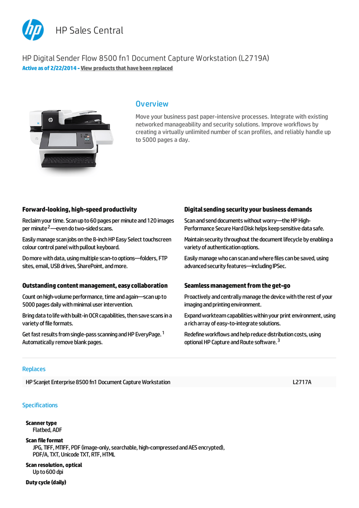 Hp A4 Genuine Scanjet 8500 Fn1 Document Manualzz