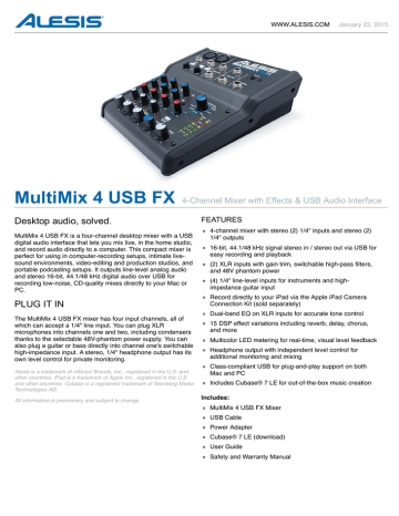 alesis multimix 4 usb user manual