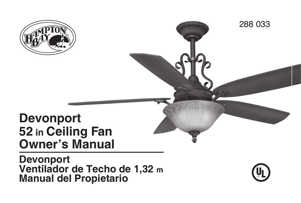 Devonport 52 In Ceiling Fan Owner S Manual Manualzz Com