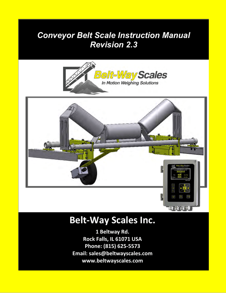 Conveyor Belt Scale Instruction Manual Version 2 3 Manualzz