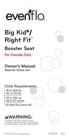 evenflo big kid amp manual