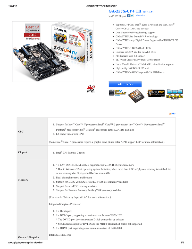 Ga Z77x Up4 Th Rev 1 0 Manualzz