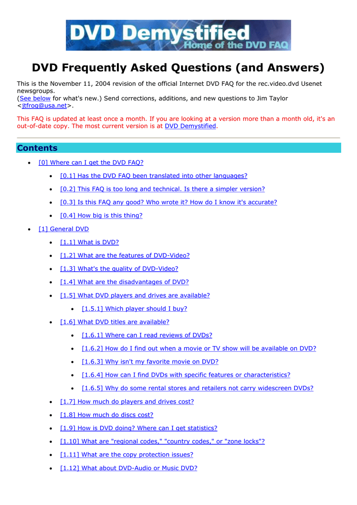 Dvd Frequently Asked Questions And Answers Manualzz