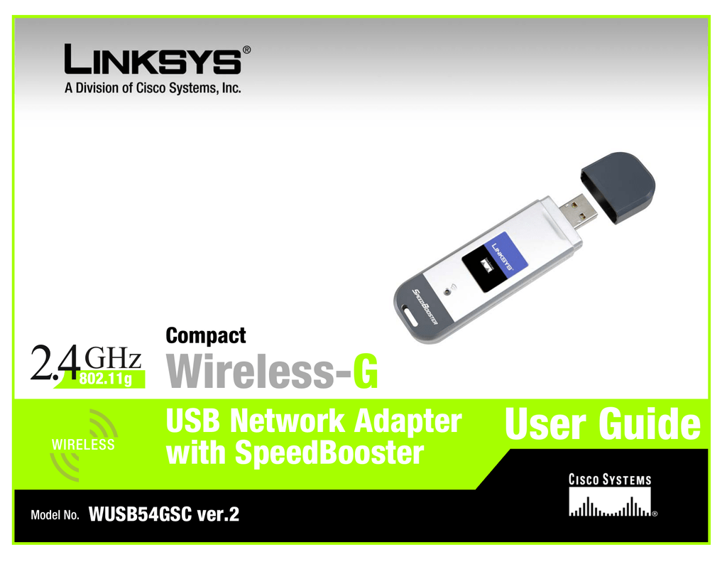 LINKSYS Q87WUSB54GSCV2 CompactWirelessG USB Network Adapter User