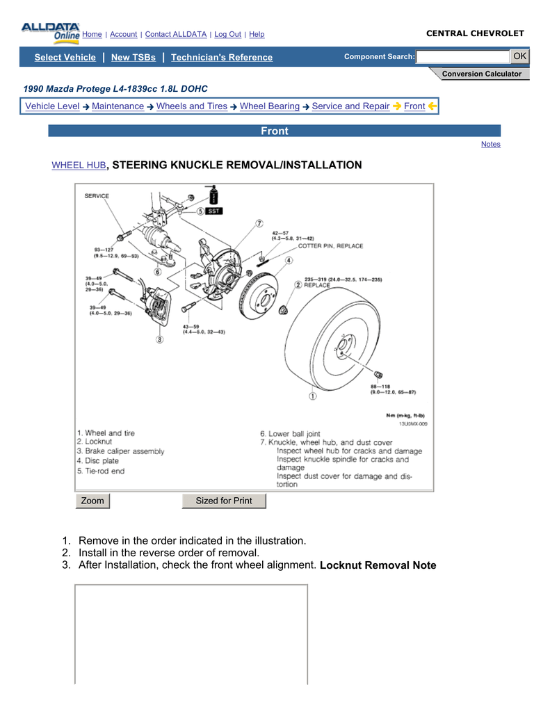 Mazda 3 Service Manual: Wheel Hub, Steering Knuckle RemovalInstallation Mazda 3 Service Manual: Wheel Hub, Steering Knuckle RemovalInstallation