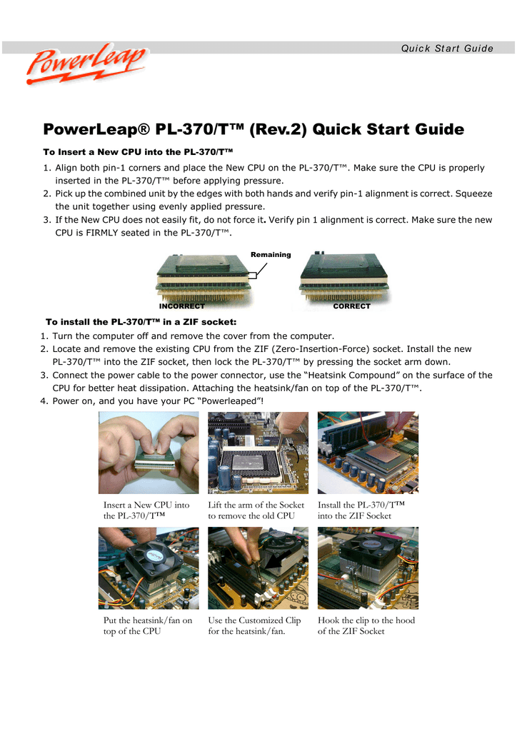 Powerleap PL-370/T Quick start manual | Manualzz