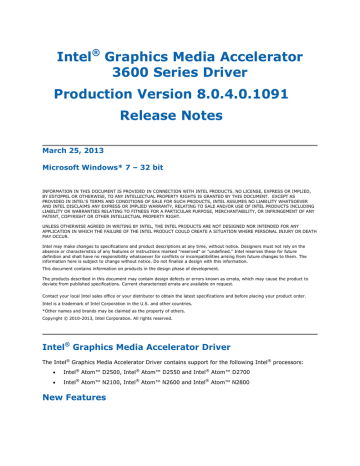 intel 4 series video driver windows 7