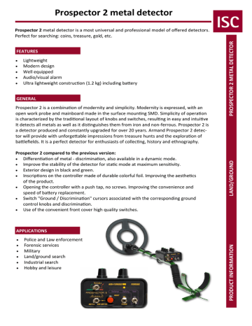 Orbitor prospector 100 metal detector manual