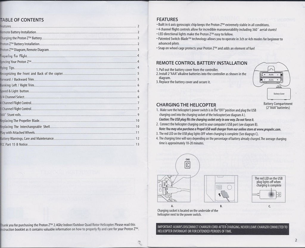 Proton micro drone store instructions