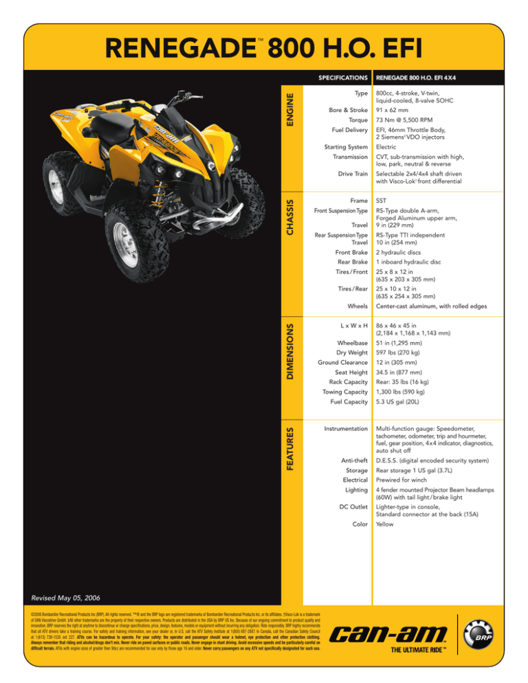 Renegade 800 H O Efi Can Am Manualzz