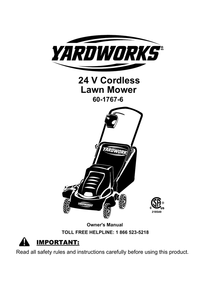 24 V Cordless Lawn Mower 60 1767 6 Manualzz