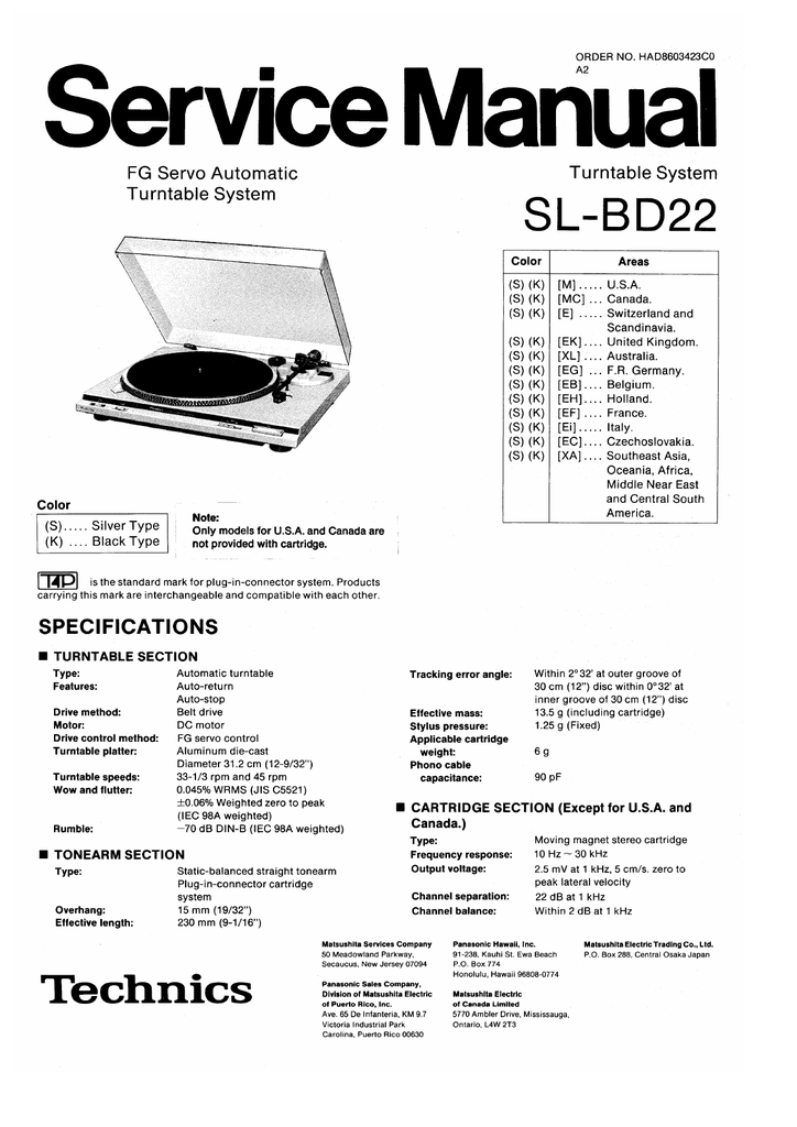 Technics Sl 22 Service Manual Manualzz