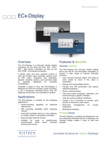 Distech Controls ECx-Display Datasheet | Manualzz