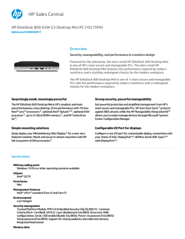 Hp Elitedesk 800 G3 Desktop Mini I5 7500 8gb 256 Manualzz
