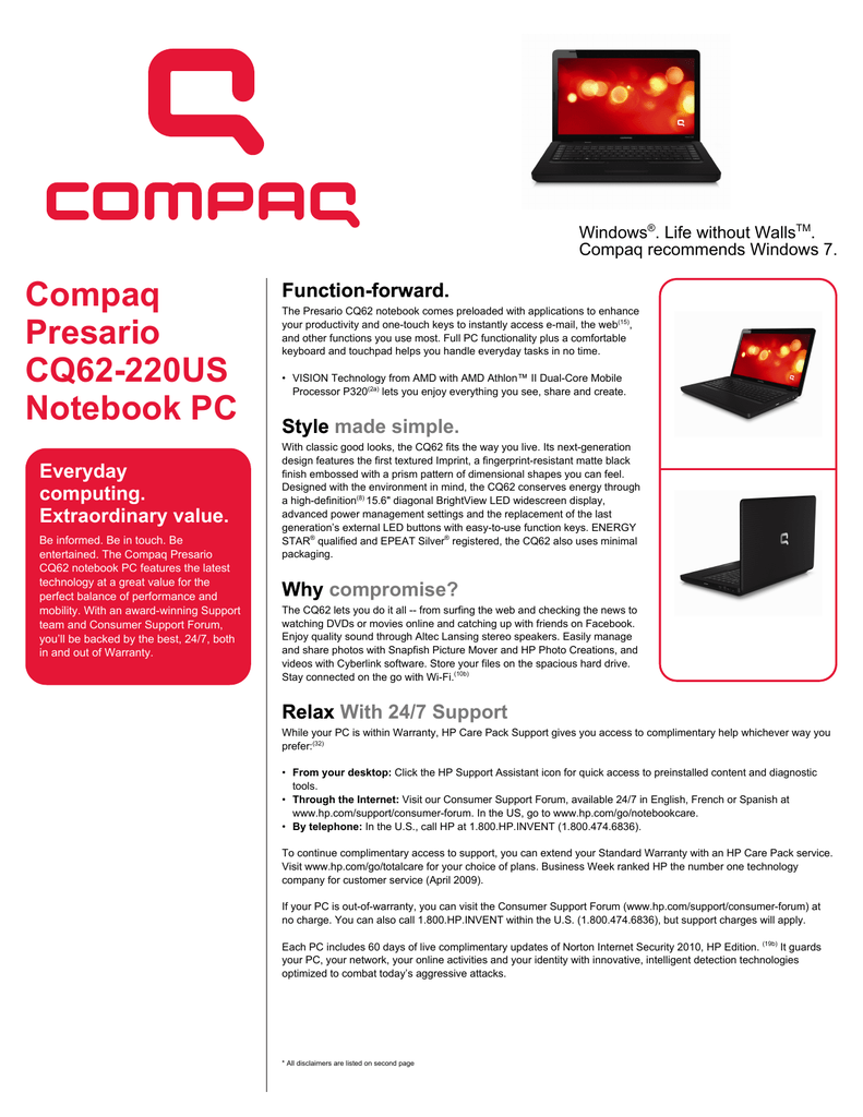 Paq Presario Data Sheet Manualzz