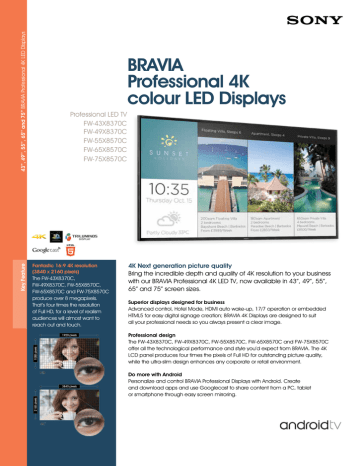 BRAVIA Professional 4K colour LED Displays | Manualzz