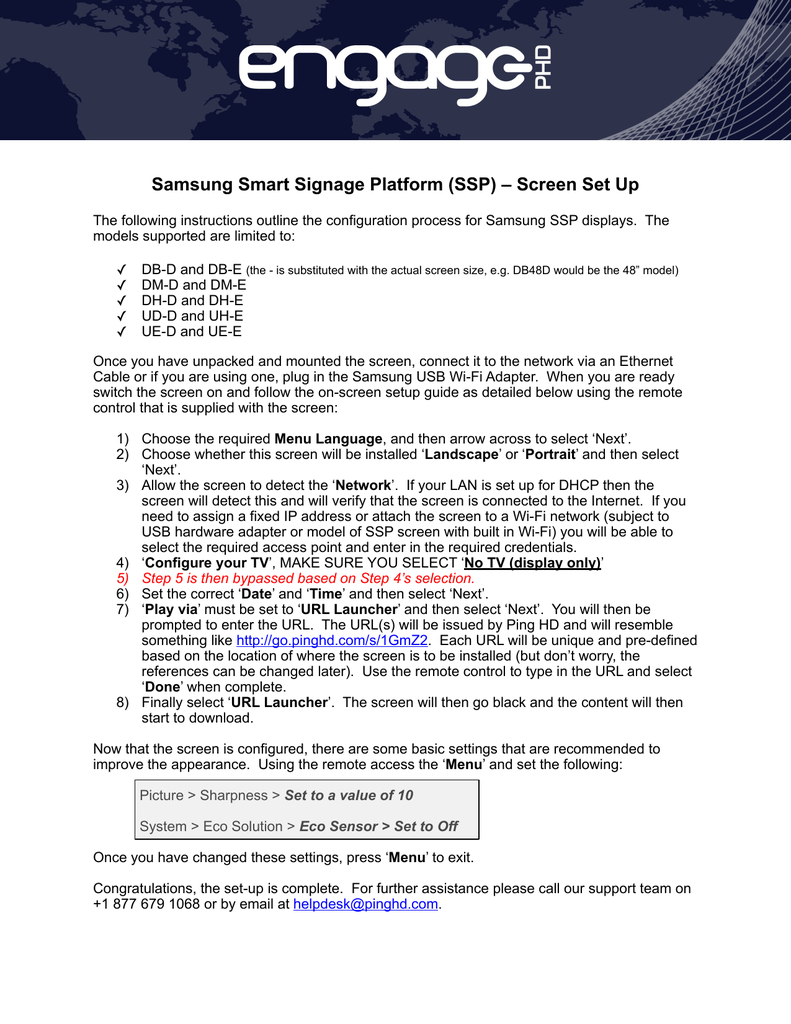 Configuring Samsung D And E Series Ssp Displays Pages Manualzz