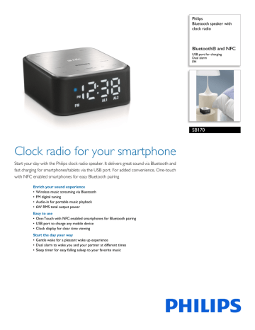 SB170/37 Philips Bluetooth speaker with clock radio | Manualzz