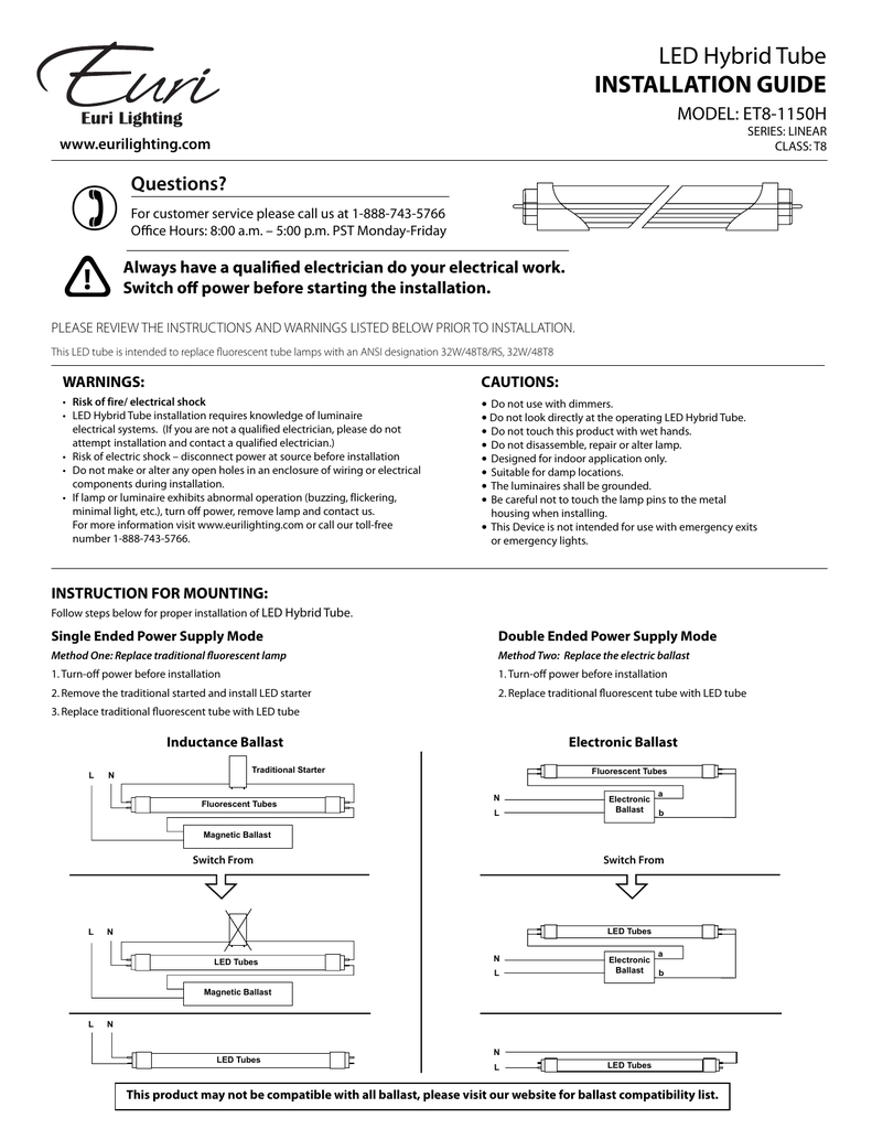 Led Hybrid Tube Installation Guide Manualzz