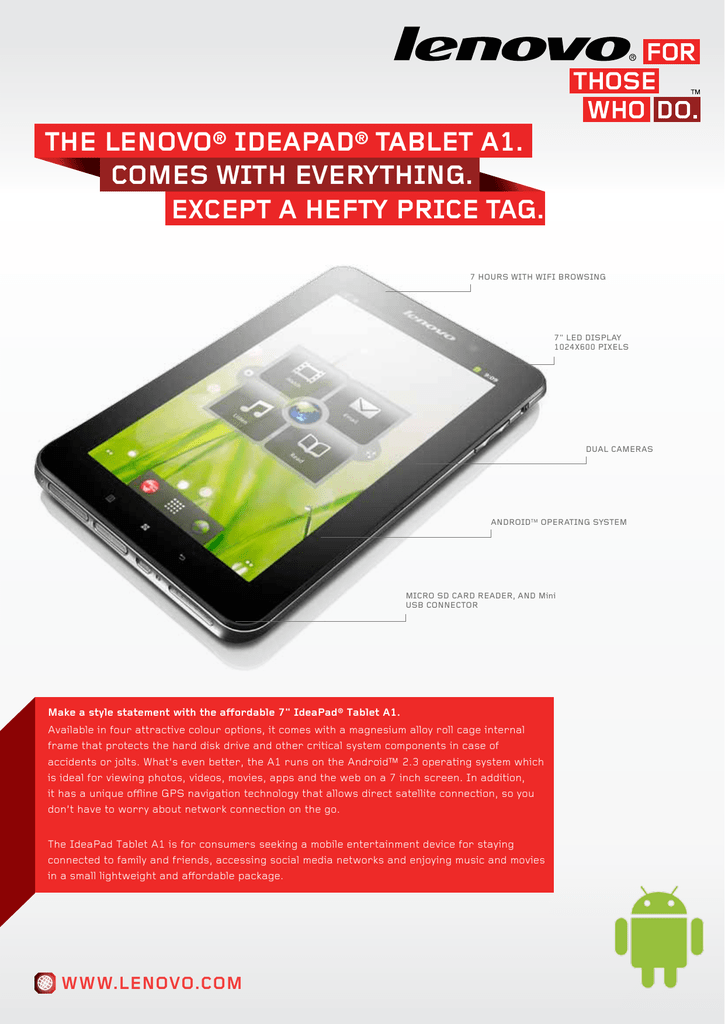 The Lenovo Ideapad Tablet A1 Comes With Manualzz