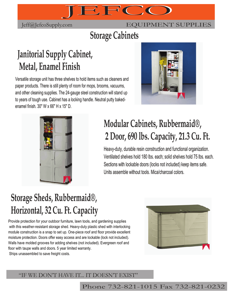 Storage Cabinets Jefco Equipment Supplies Inc Manualzz