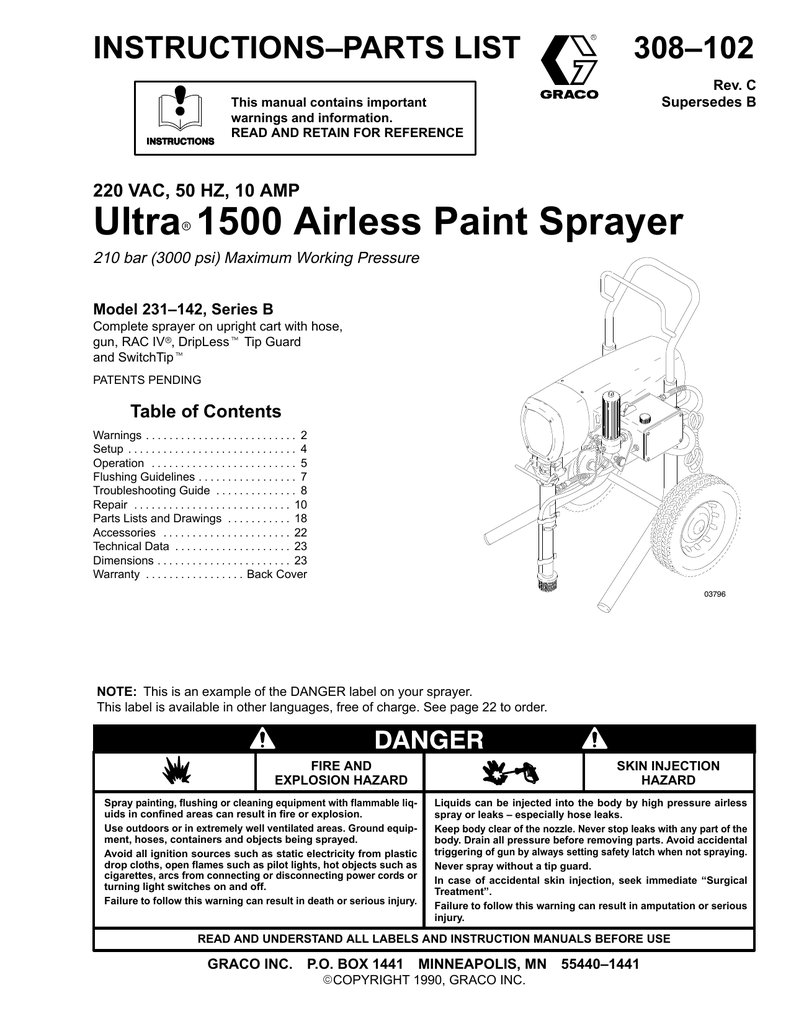 graco 1500 paint sprayer