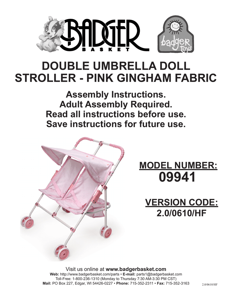 badger basket reversible double doll stroller