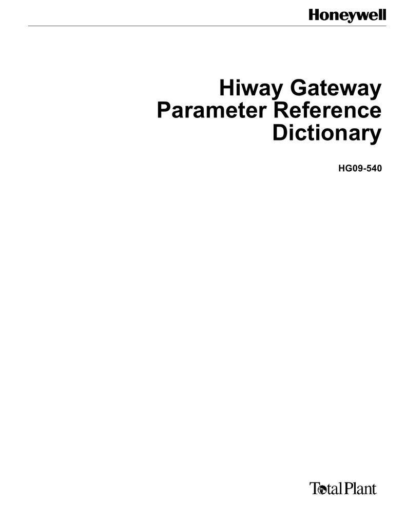 Hiway Gateway Parameter Reference Dictionary Hg09 Manualzz