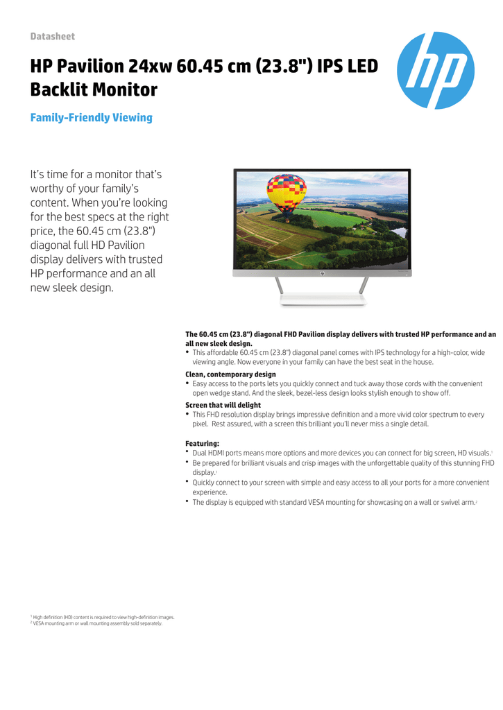 HP Pavilion 24xw 60.45 cm (23.8\