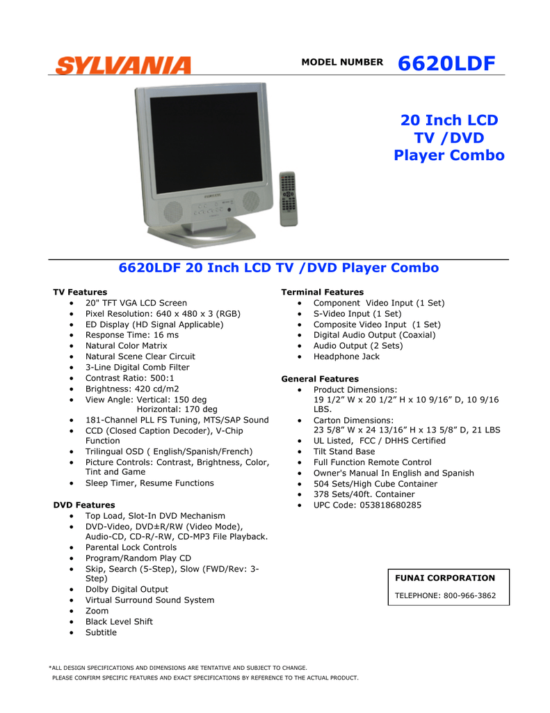 Sylvania 66ldf Inch Lcd Tv Dvd Player Combo Manualzz