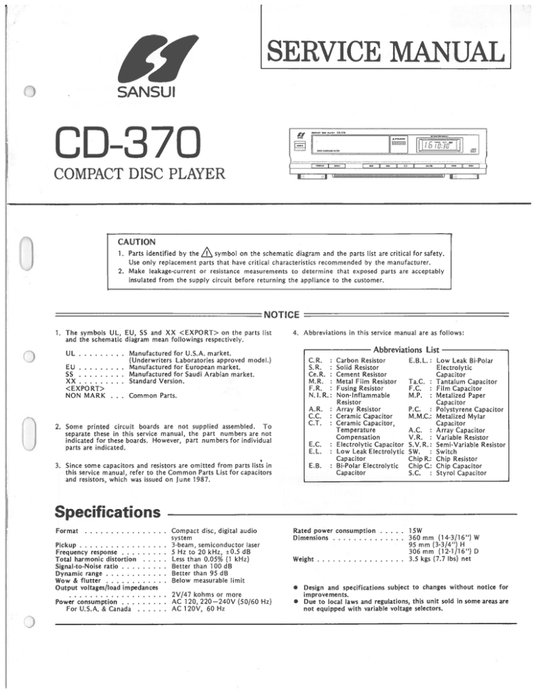 Sansui Cd 370 Service Manual Manualzz