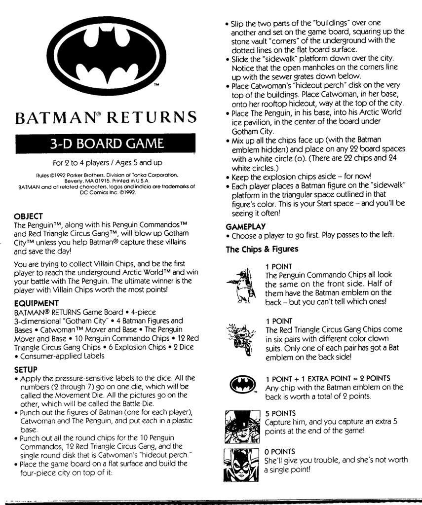 batman® returns | Manualzz