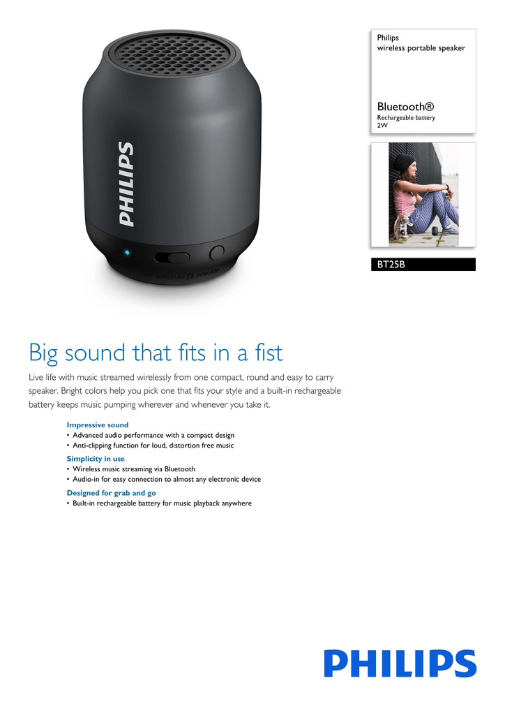 philips wireless portable speaker bt25b