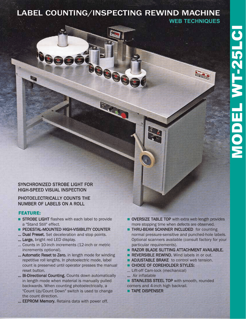 Label Counting/Inspecting Rewind Machine. Table Top Rewinder Manualzz