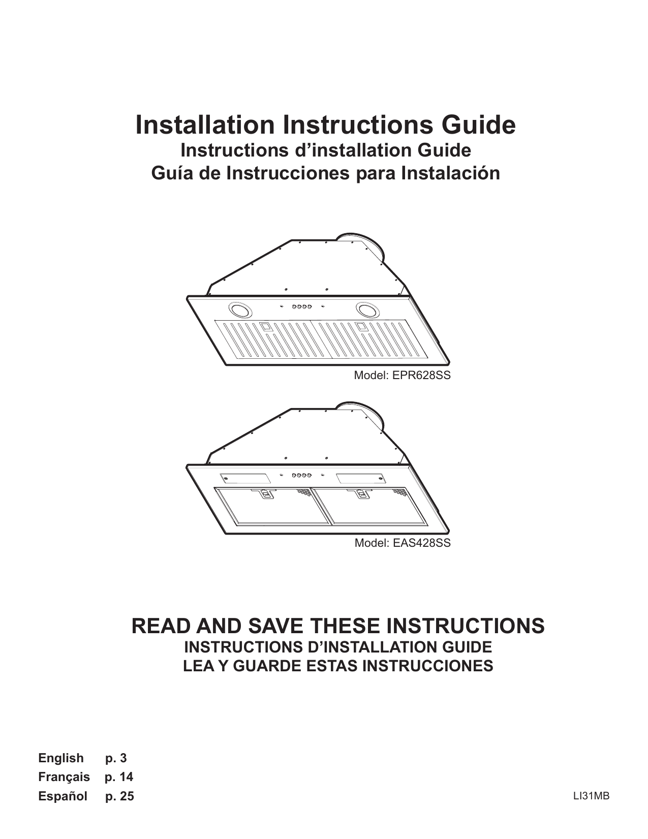Elica EPR628S1 28 Inch Insert Hood Installation Guide Manualzz